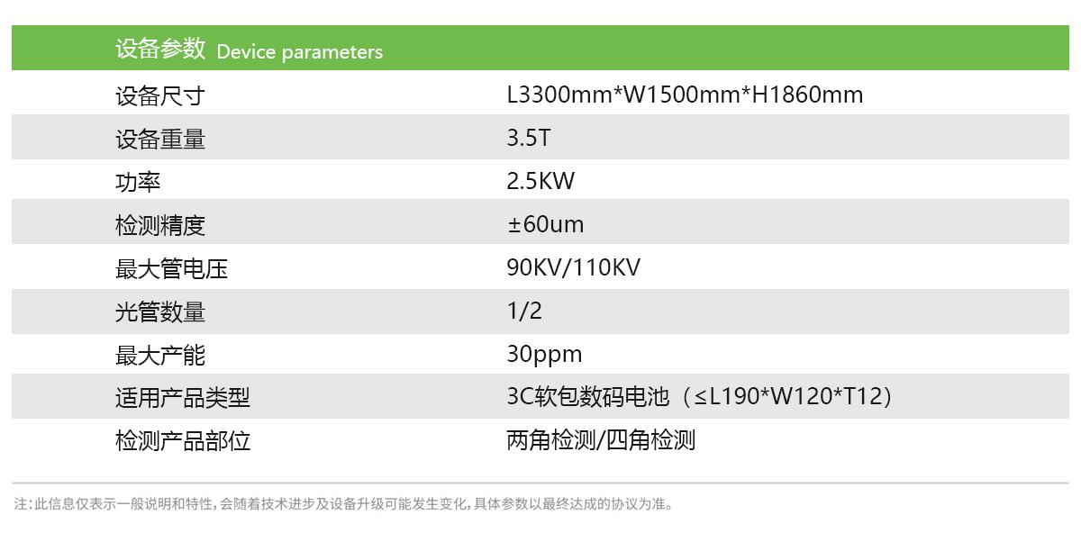 日聯(lián)科技鋰電池檢測設(shè)備參數(shù)